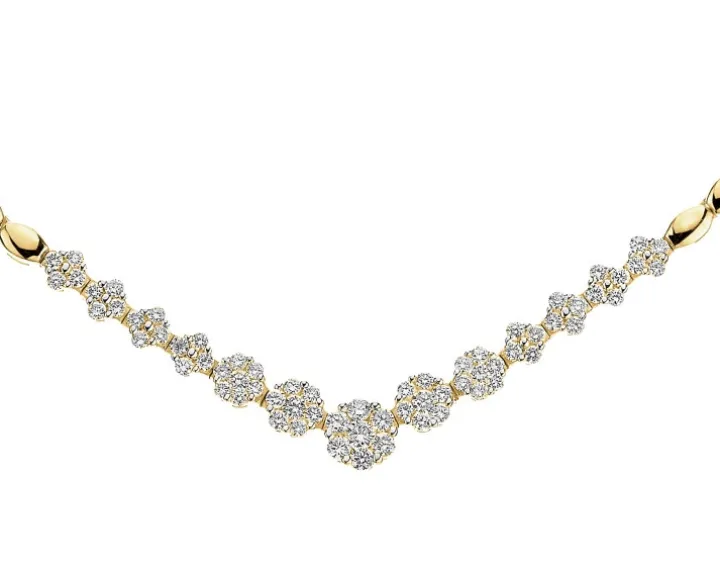 Naszyjnik z żółtego złota z brylantami - 0,85 ct - próba 585