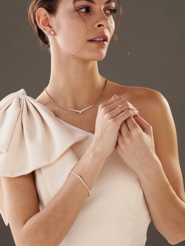 Naszyjnik z żółtego złota z brylantami - 0,85 ct - próba 585