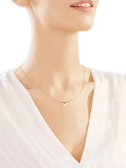 Naszyjnik z żółtego złota z brylantem - serce - 0,008 ct - próba 585