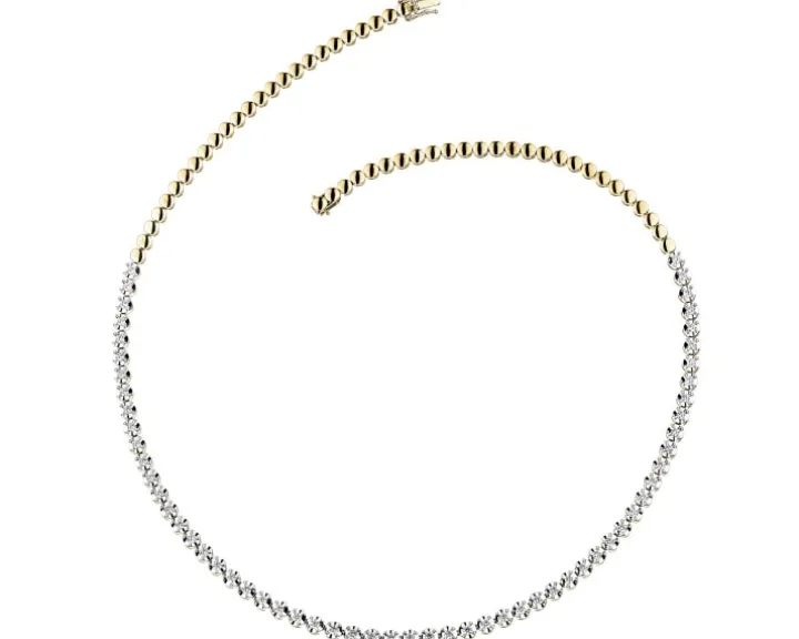 Naszyjnik z żółtego złota z brylantami - 45 cm, - 2,08 ct - próba 585