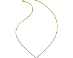 Naszyjnik z żółtego złota z brylantami - 43 cm - 0,66 ct - próba 585