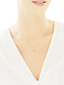 Naszyjnik z żółtego złota z brylantami - 0,05 ct - próba 585