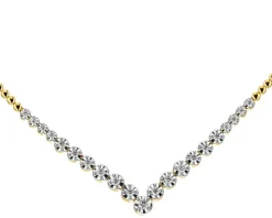 Naszyjnik z żółtego złota z brylantami - 45 cm - 0,47 ct - próba 585