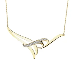 Naszyjnik z żółtego złota z brylantami - 0,15 ct - próba 585