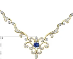 Naszyjnik z żółtego złota z brylantami i szafirem - próba 585
