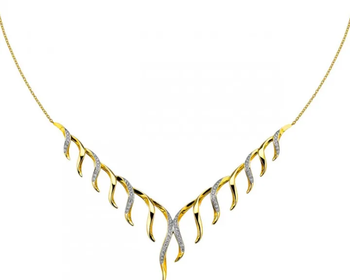 Naszyjnik z żółtego złota z brylantami - 0,25 ct - próba 585