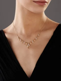 Naszyjnik z żółtego złota z brylantami - 0,25 ct - próba 585