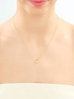 Naszyjnik z żółtego złota z brylantem - koło - 0,08 ct - próba 585