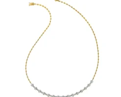 Naszyjnik z żółtego złota z brylantami - 45 cm - 0,89 ct - próba 585