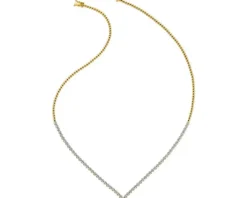 Naszyjnik z żółtego złota z brylantami - 45 cm - 0,66 ct - próba 585