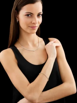 Naszyjnik z żółtego złota z brylantami - 45 cm - 0,66 ct - próba 585