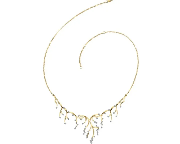 Naszyjnik z żółtego złota z brylantami - 1,01 ct - próba 585