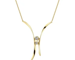 Naszyjnik z żółtego złota z brylantami - 0,02 ct - próba 375