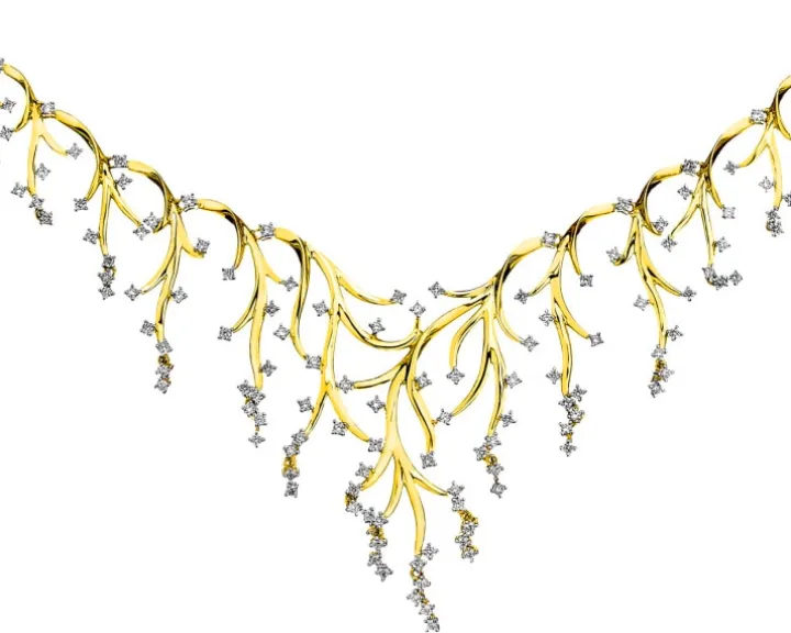 Naszyjnik z żółtego złota z brylantami - 2,77 ct - próba 585