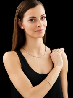 Naszyjnik z żółtego złota z brylantami - 45 cm - 0,45 ct - próba 585