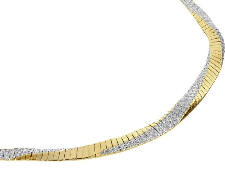 Naszyjnik z żółtego złota z brylantami - 45 cm - 2,37 ct - próba 585