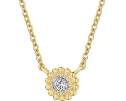Naszyjnik z żółtego złota z brylantem - 0,03 ct - próba 375