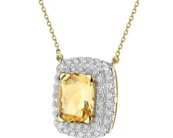 Naszyjnik z żółtego złota z brylantami i cytrynem - próba 585