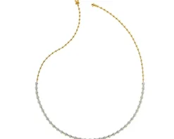 Naszyjnik z żółtego złota z brylantami - 45 cm - 0,87 ct - próba 585