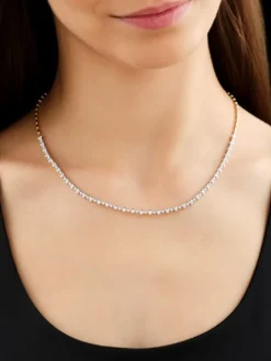 Naszyjnik z żółtego złota z brylantami - 45 cm - 0,87 ct - próba 585