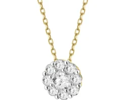 Naszyjnik z żółtego złota z brylantami laboratoryjnymi - 0,20 ct - próba 585