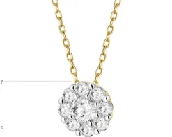 Naszyjnik z żółtego złota z brylantami laboratoryjnymi - 0,20 ct - próba 585