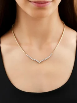 Naszyjnik z żółtego złota z brylantami - 43 cm - 0,47 ct - próba 585