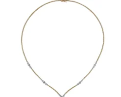 Naszyjnik z żółtego złota z brylantami - 43 cm - 0,28 ct - próba 585