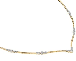 Naszyjnik z żółtego złota z brylantami - 45 cm - 0,28 ct - próba 585