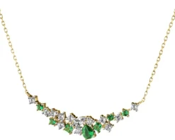 Naszyjnik z żółtego złota z brylantami, kamieniami ozdobnymi i syntetycznymi - próba 375