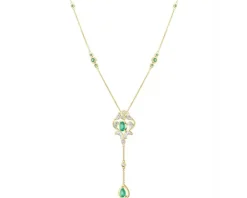 Naszyjnik z żółtego złota z brylantami i szmaragdami - próba 585