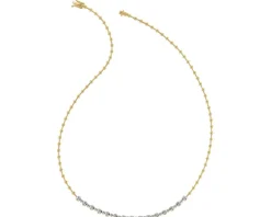 Naszyjnik z żółtego złota z brylantami - 45 cm - 0,35 ct - próba 585