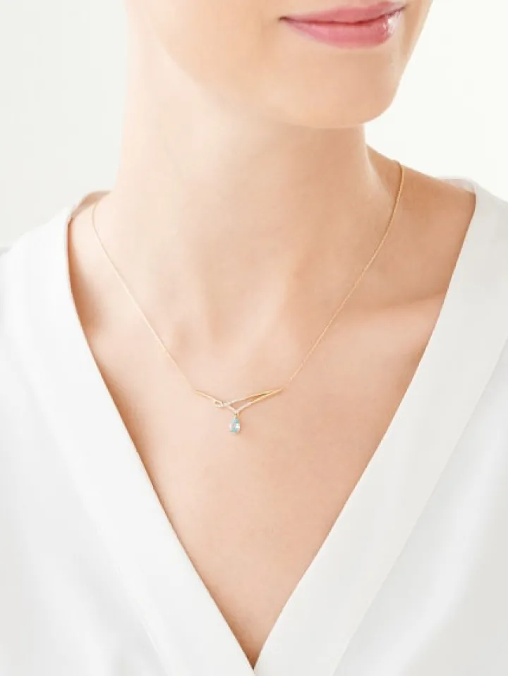 Naszyjnik z żółtego złota z diamentami i topazem - próba 375