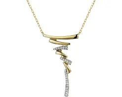 Naszyjnik z żółtego złota z diamentami - 0,05 ct - próba 375