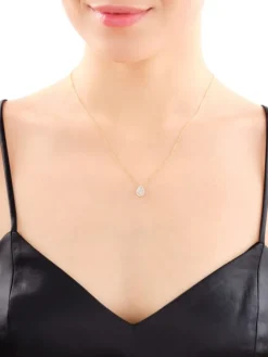 Naszyjnik z żółtego złota z diamentami - 0,11 ct - próba 585