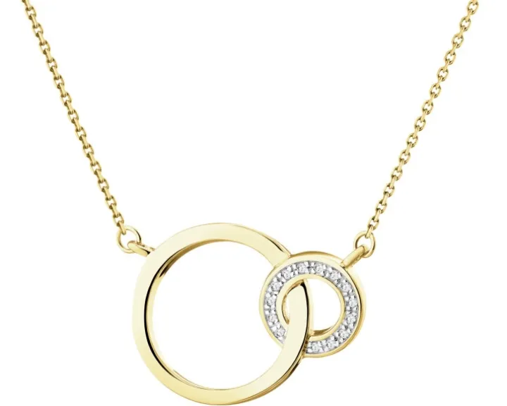 Naszyjnik z żółtego złota z diamentami - koła - 0,02 ct - próba 375