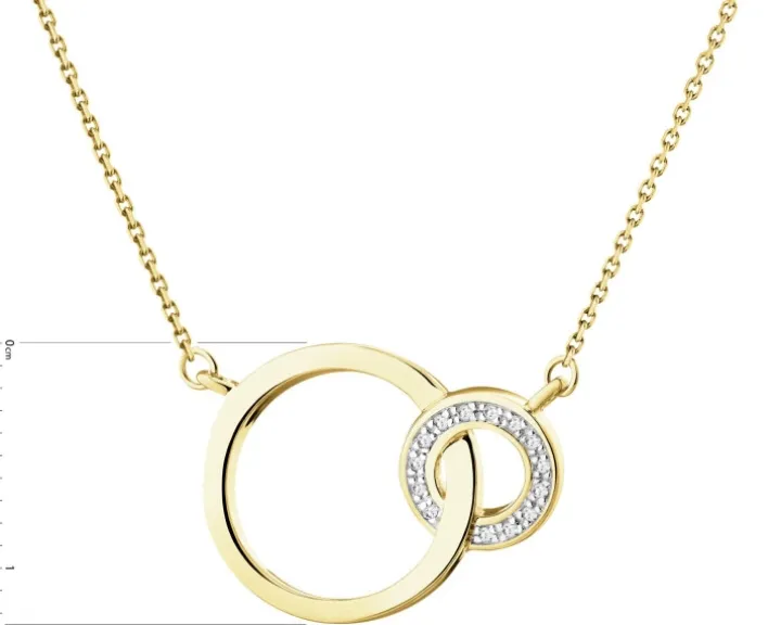 Naszyjnik z żółtego złota z diamentami - koła - 0,02 ct - próba 375