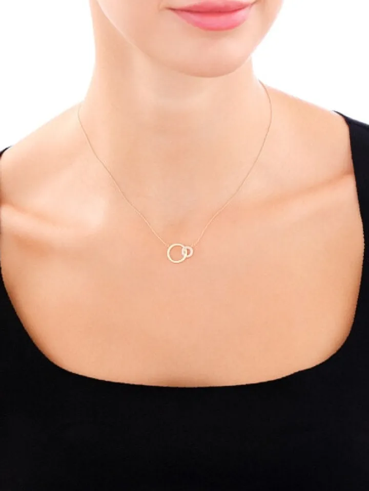 Naszyjnik z żółtego złota z diamentami - koła - 0,02 ct - próba 375