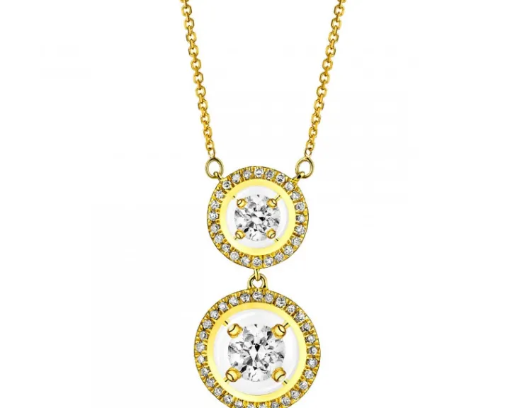 Naszyjnik z żółtego złota z diamentami - 0,40 ct - próba 585