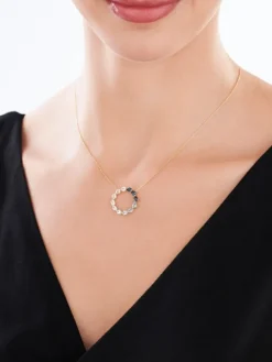 Naszyjnik z żółtego złota z diamentami i topazami - próba 375