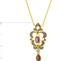 Naszyjnik z żółtego złota z diamentami - 45 cm, - 0,10 ct - próba 585