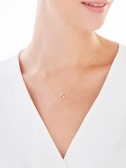 Naszyjnik z żółtego złota z diamentem - serca - 0,003 ct - próba 375
