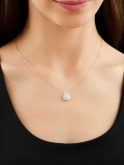 Naszyjnik z żółtego złota z diamentami - SI1/H - 0,85 ct - próba 585