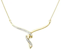 Naszyjnik z żółtego złota z diamentami - 0,03 ct - próba 375