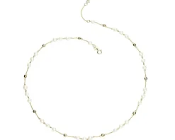 Naszyjnik z żółtego złota z diamentem i perłami - próba 375