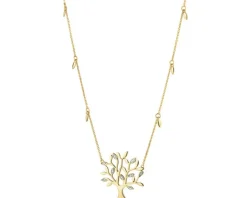 Naszyjnik z żółtego złota z diamentami - drzewko - 0,01 ct - próba 585