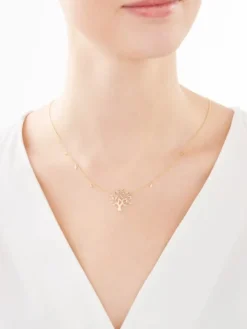 Naszyjnik z żółtego złota z diamentami - drzewko - 0,01 ct - próba 375