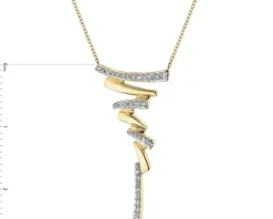 Naszyjnik z żółtego złota z diamentami - 0,09 ct - próba 585