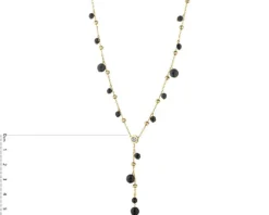 Naszyjnik z żółtego złota z diamentem i agatami - kulki - próba 375