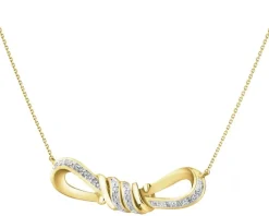 Naszyjnik z żółtego złota z diamentami - 0,04 ct - próba 375